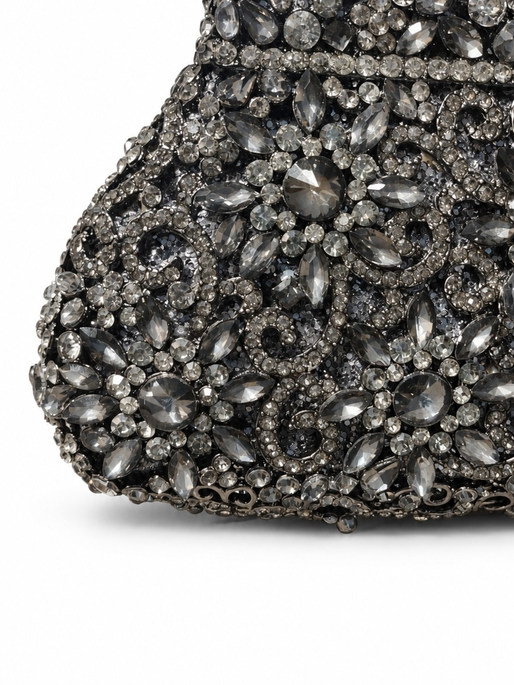 NWT Vintage Fawziya Gunmetal Rhinestone Intricate Evening Bag "Fabulous!" - Picture 5 of 16
